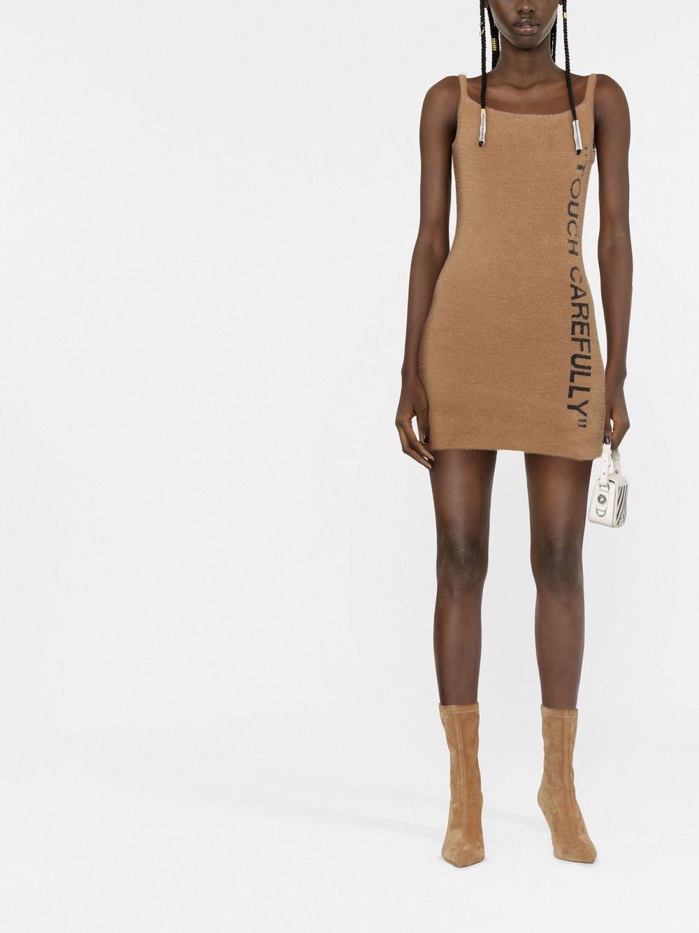 OFF-WHITE slogan detail fuzzy mini dress-1