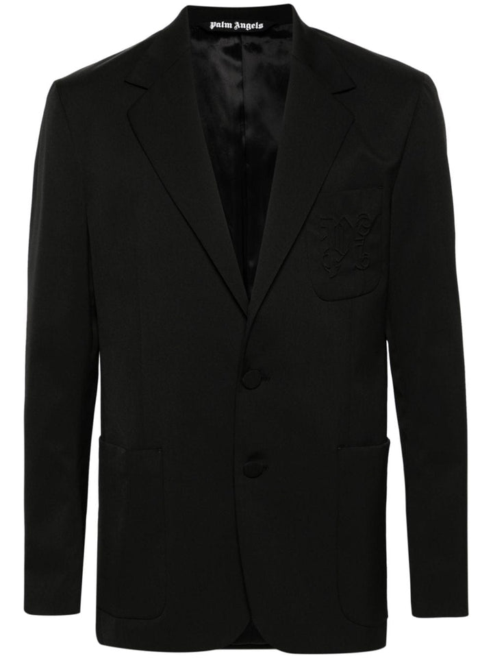 single-breasted twill blazer-0
