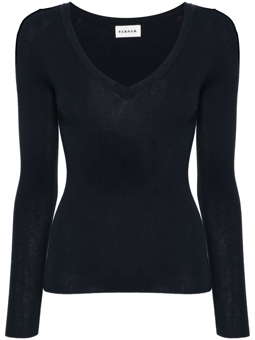 V-neck ribbed-knit top-1