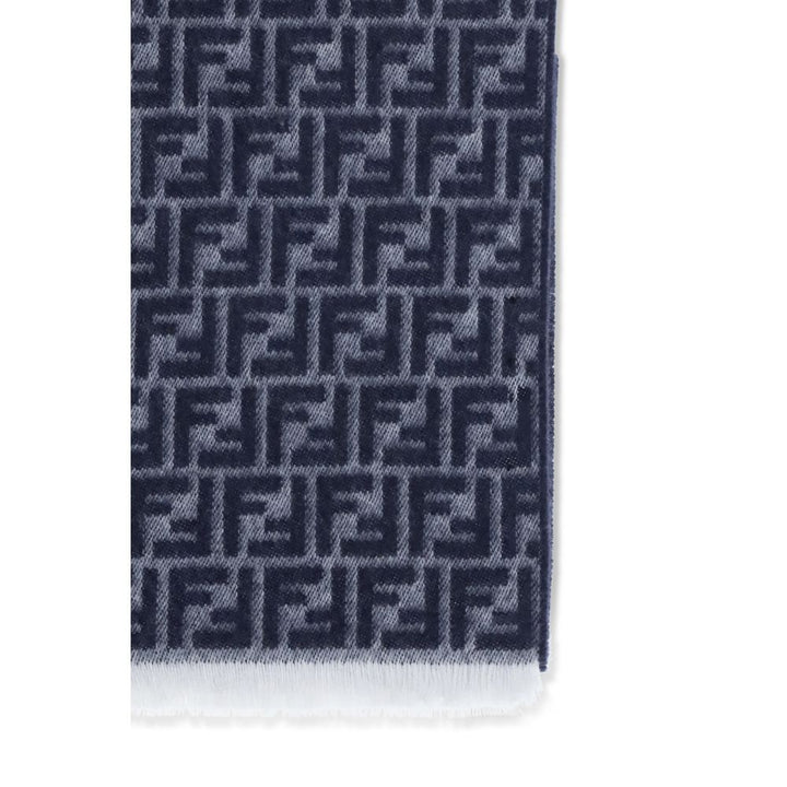 Fendi Blue Fleece Wool Scarf