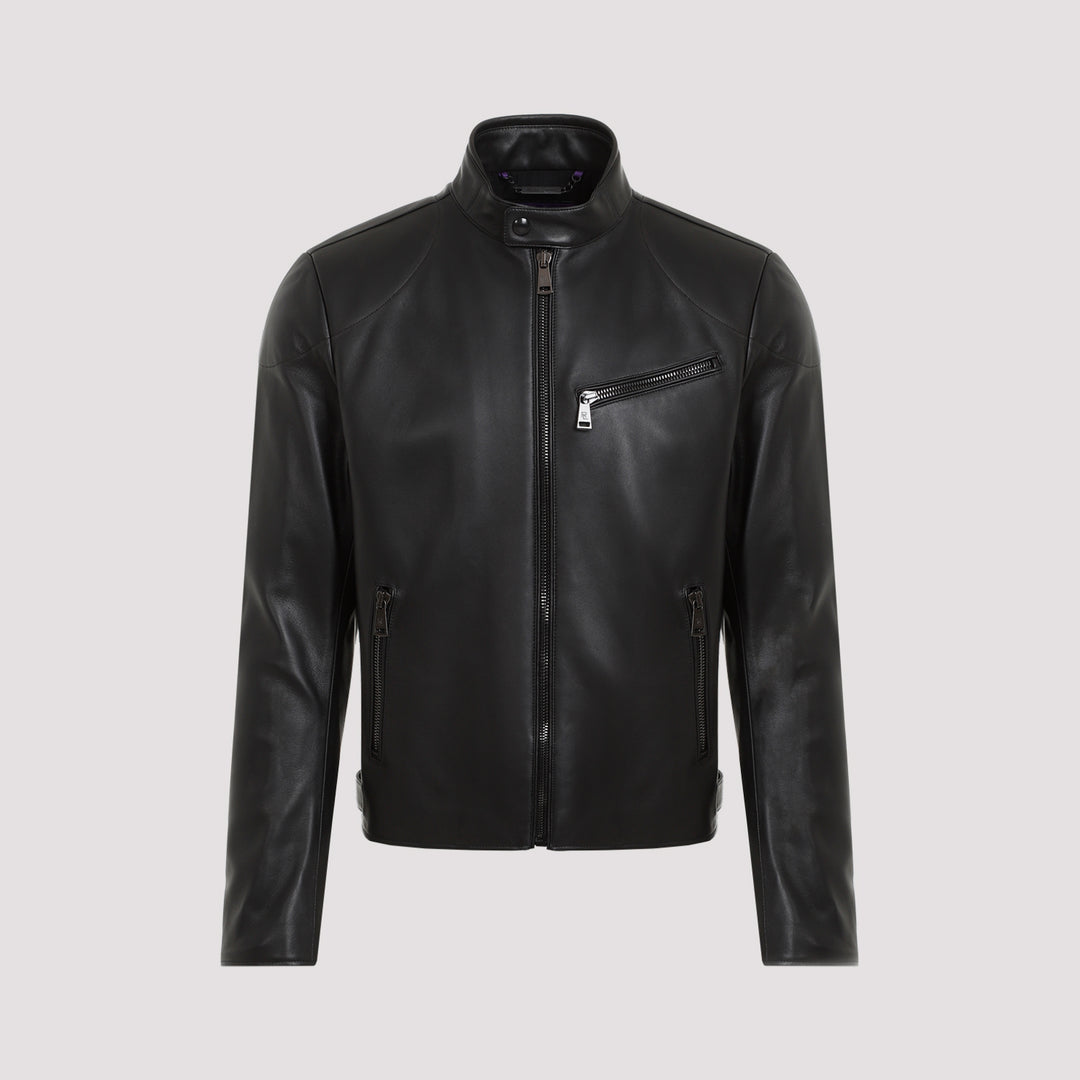 Black Randall Lined Leather Jacket-2
