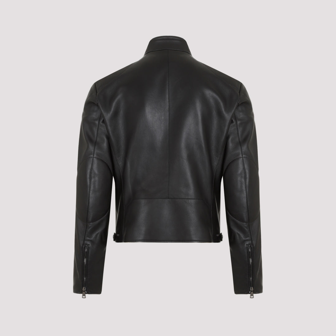 Black Randall Lined Leather Jacket-3