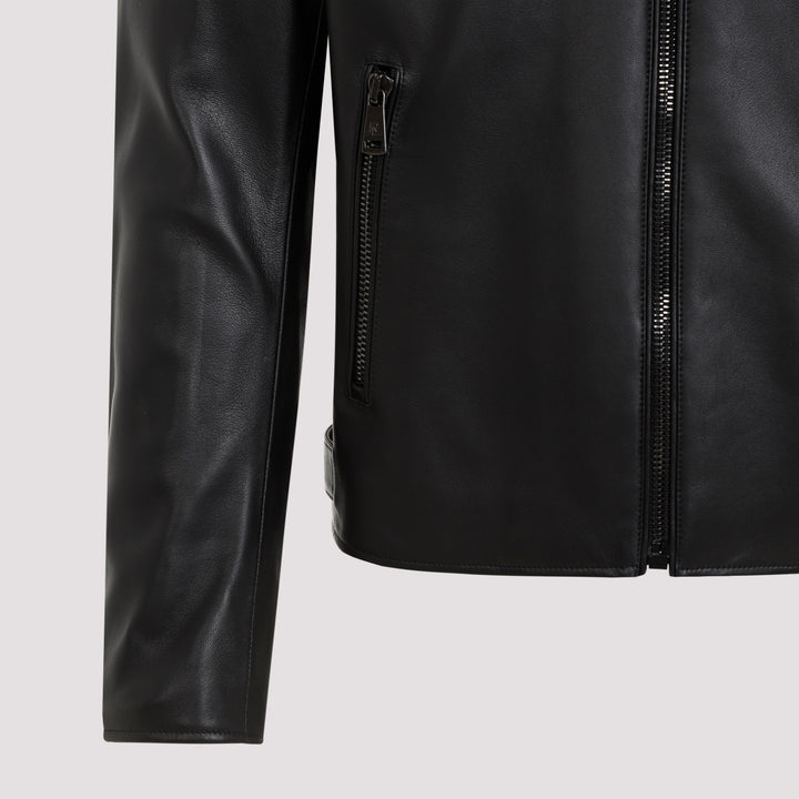 Black Randall Lined Leather Jacket-4