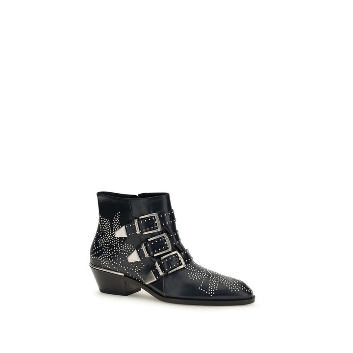 Chloé Black Calf Leather Bos Taurus Lace-Up Boots
