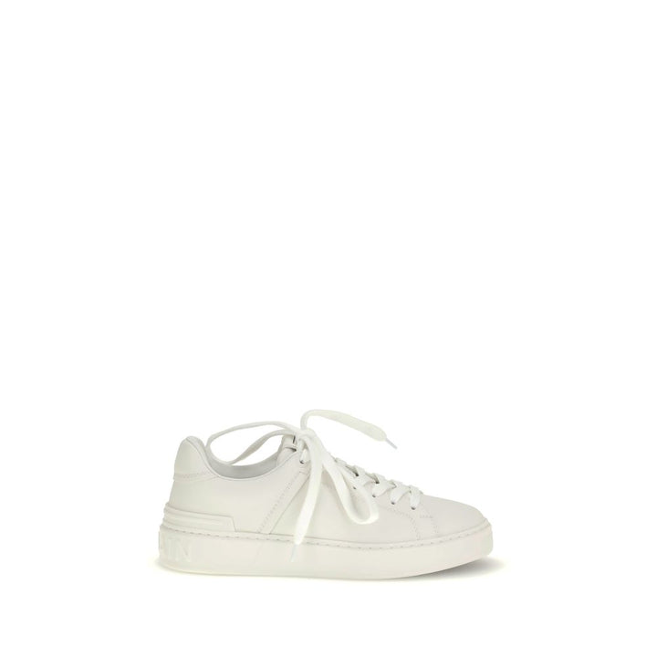 Balmain White Calf Leather Bos Taurus Low Top Sneakers