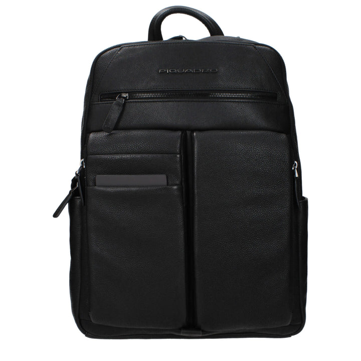 Piquadro Black Leather Backpack