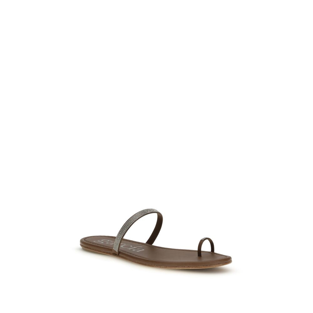 Pedro García Brown Leather Flat Sandals