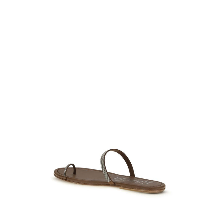 Pedro García Brown Leather Flat Sandals