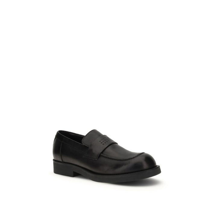 MM6 Black Calf Leather Bos Taurus Slip-On Loafers