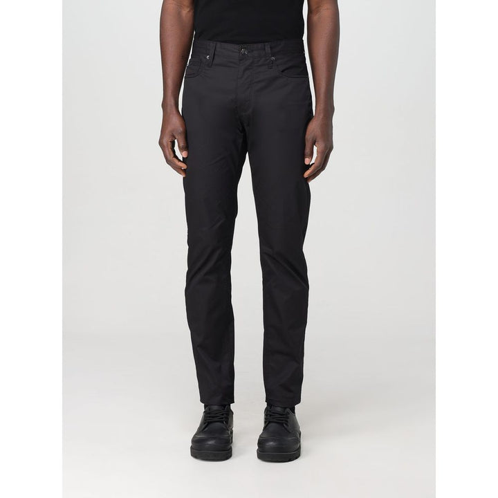 Emporio Armani Black Cotton Casual Pants