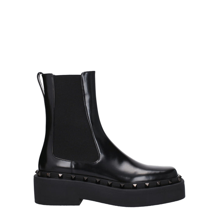 Valentino Garavani Black Leather Ankle Boots