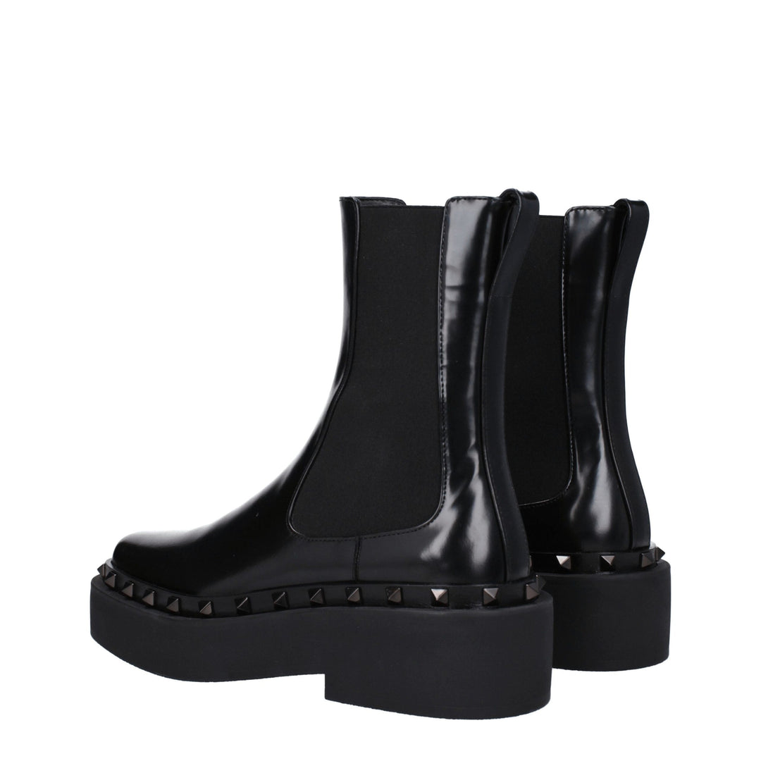 Valentino Garavani Black Leather Ankle Boots