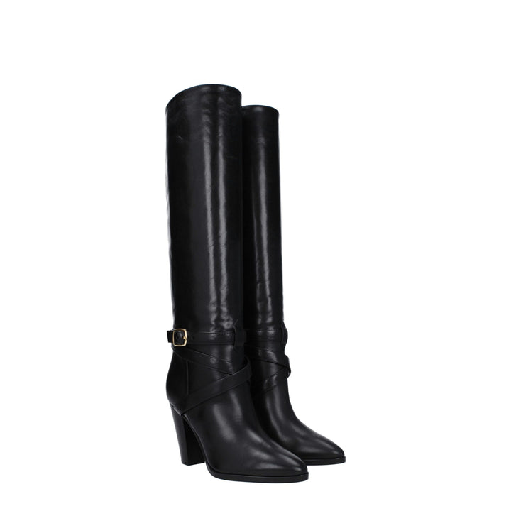 Celine Black Leather High Heel Boots
