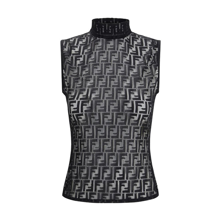 Fendi Black Polyamide Sleeveles T-Shirt
