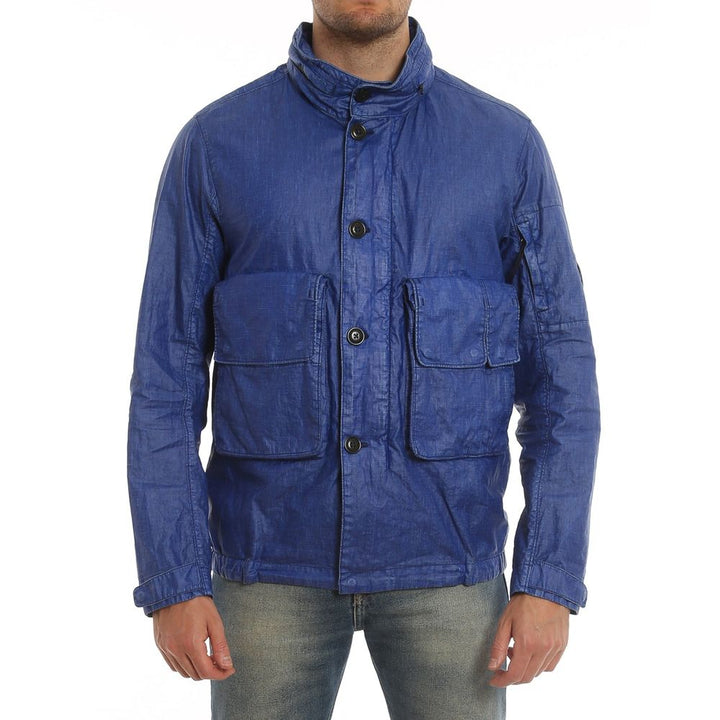 C.P. Company Blue Linen Full-Length Jacket