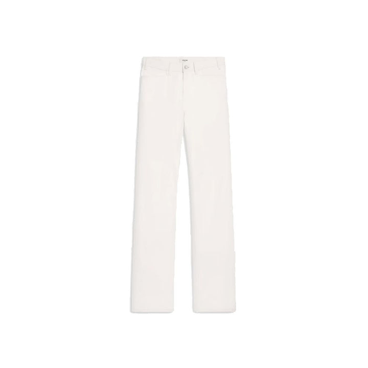 Celine White Cotton Straight-Leg Jeans