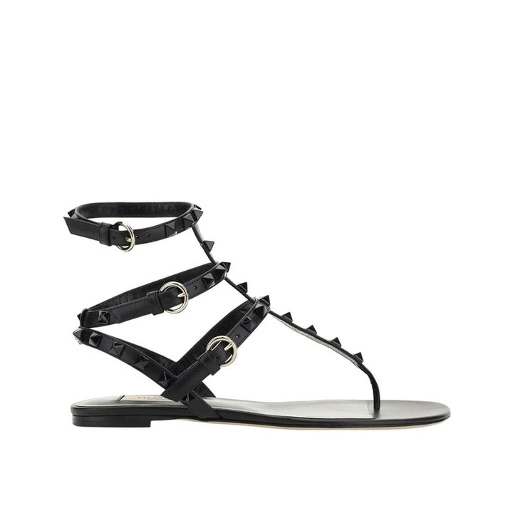 Valentino Garavani Black Calfskin Strap-On Sandals