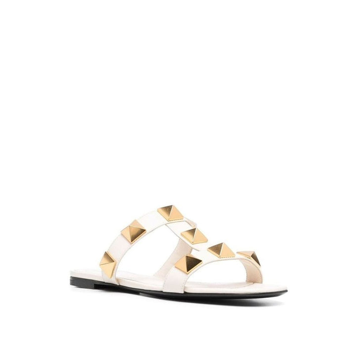 Valentino Garavani White Calfskin Flat Sandals