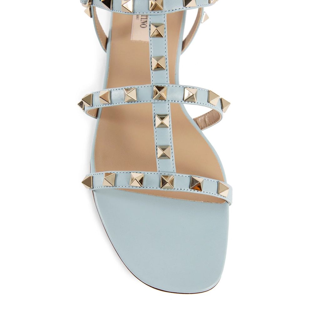 Valentino Garavani Blue Calfskin Flat Sandals