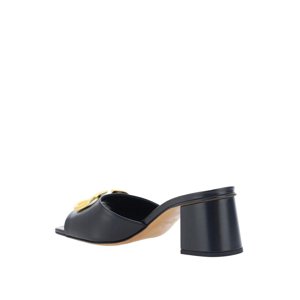 Valentino Garavani Black Calfskin Flat Sandals
