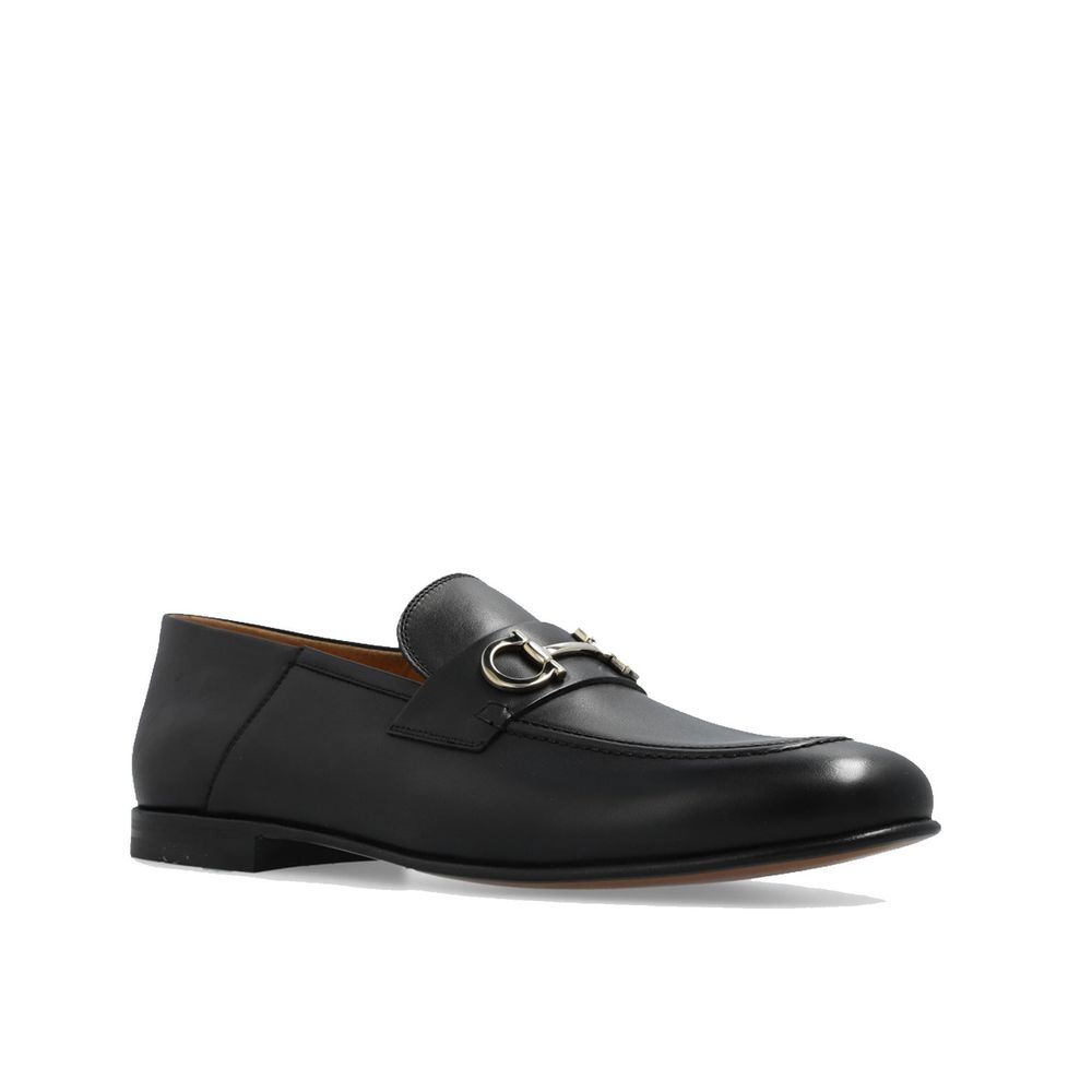 Salvatore Ferragamo Black Calfskin Slip-On Loafers