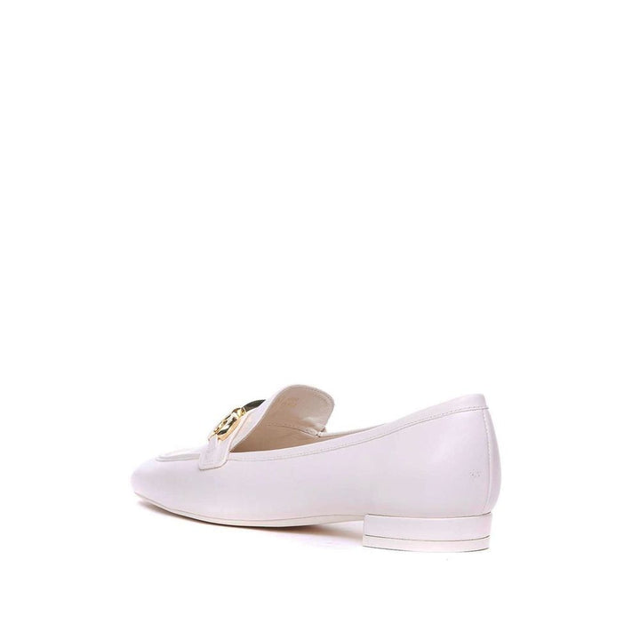 Stuart Weitzman White Calfskin Slip-On Loafers