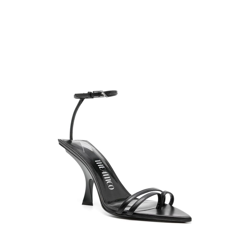 The Attico Black Silk Stiletto Heel Sandals