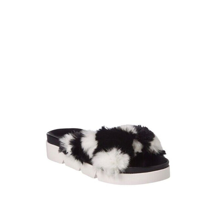 Stuart Weitzman Black Fur Slippers