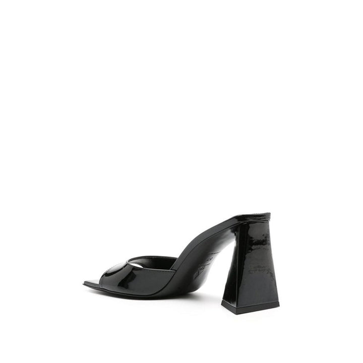 The Attico Black Calfskin Platform Sandals