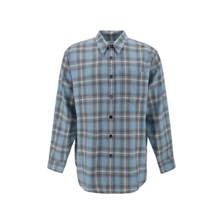 Ami Paris Blue Virgin Wool Pattern Shirt
