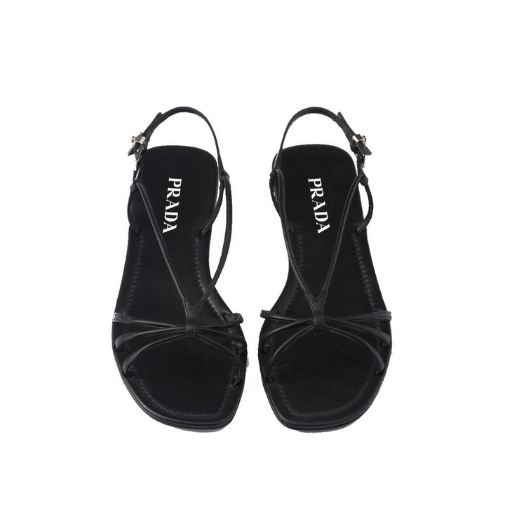Prada Black Calfskin Strap-On Sandals