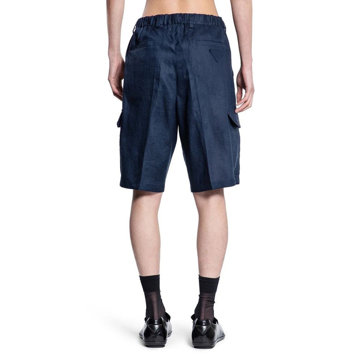 Prada Blue Linen Bermuda Shorts