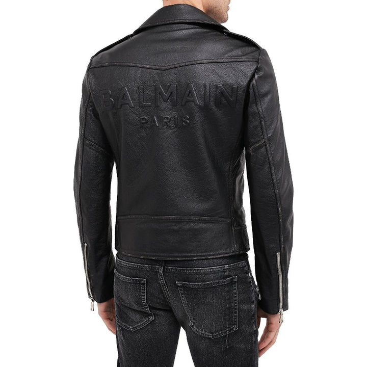 Balmain Black Leather Biker Jacket