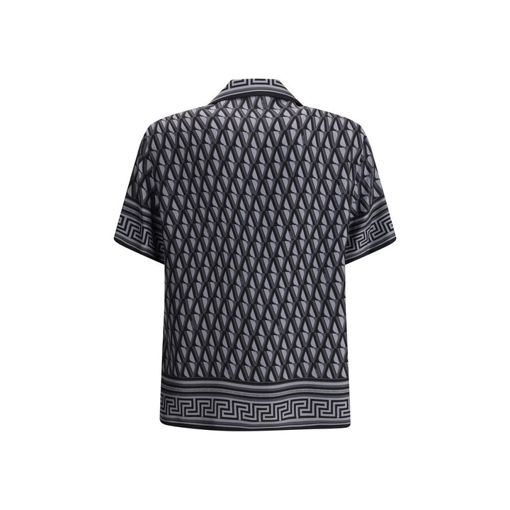 Versace Gray Silk Pattern Shirt