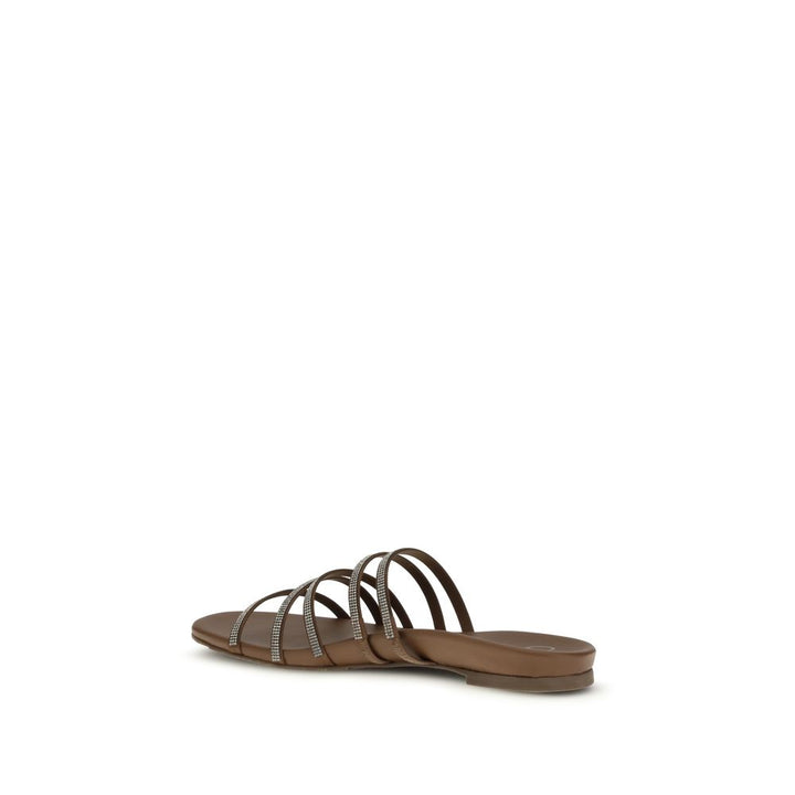 Pedro García Brown Calf Leather Bos Taurus Flat Sandals