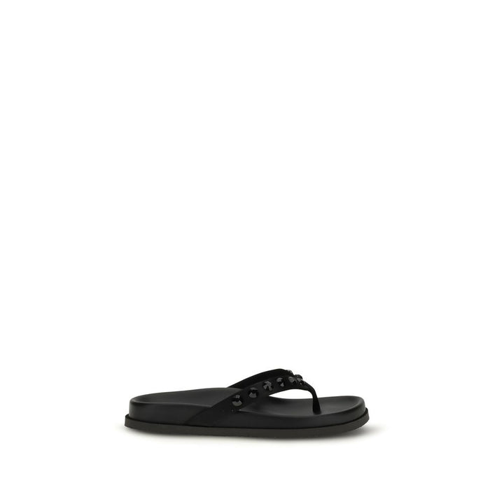 Pedro García Black Rubber Flat Sandals