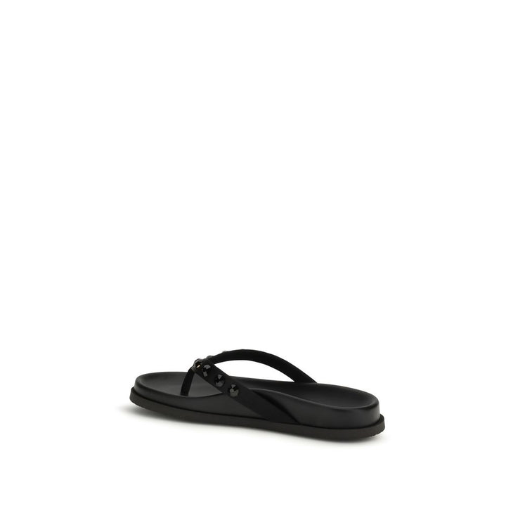 Pedro García Black Rubber Flat Sandals