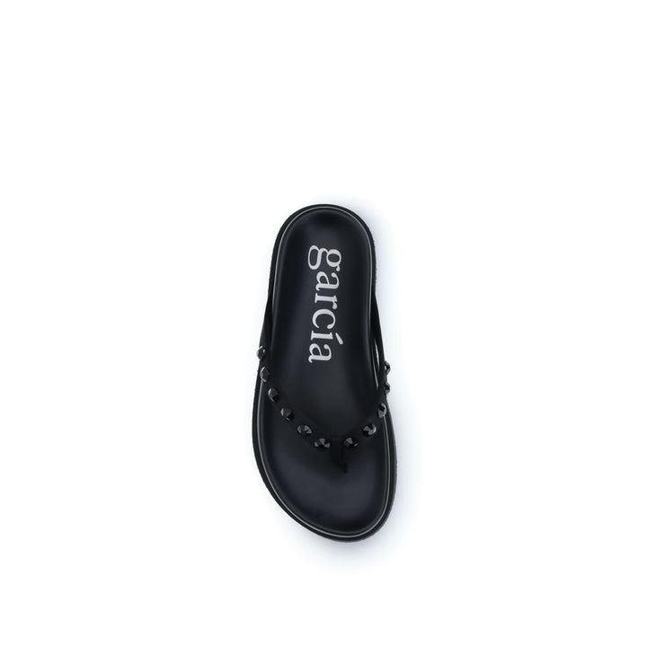 Pedro García Black Rubber Flat Sandals