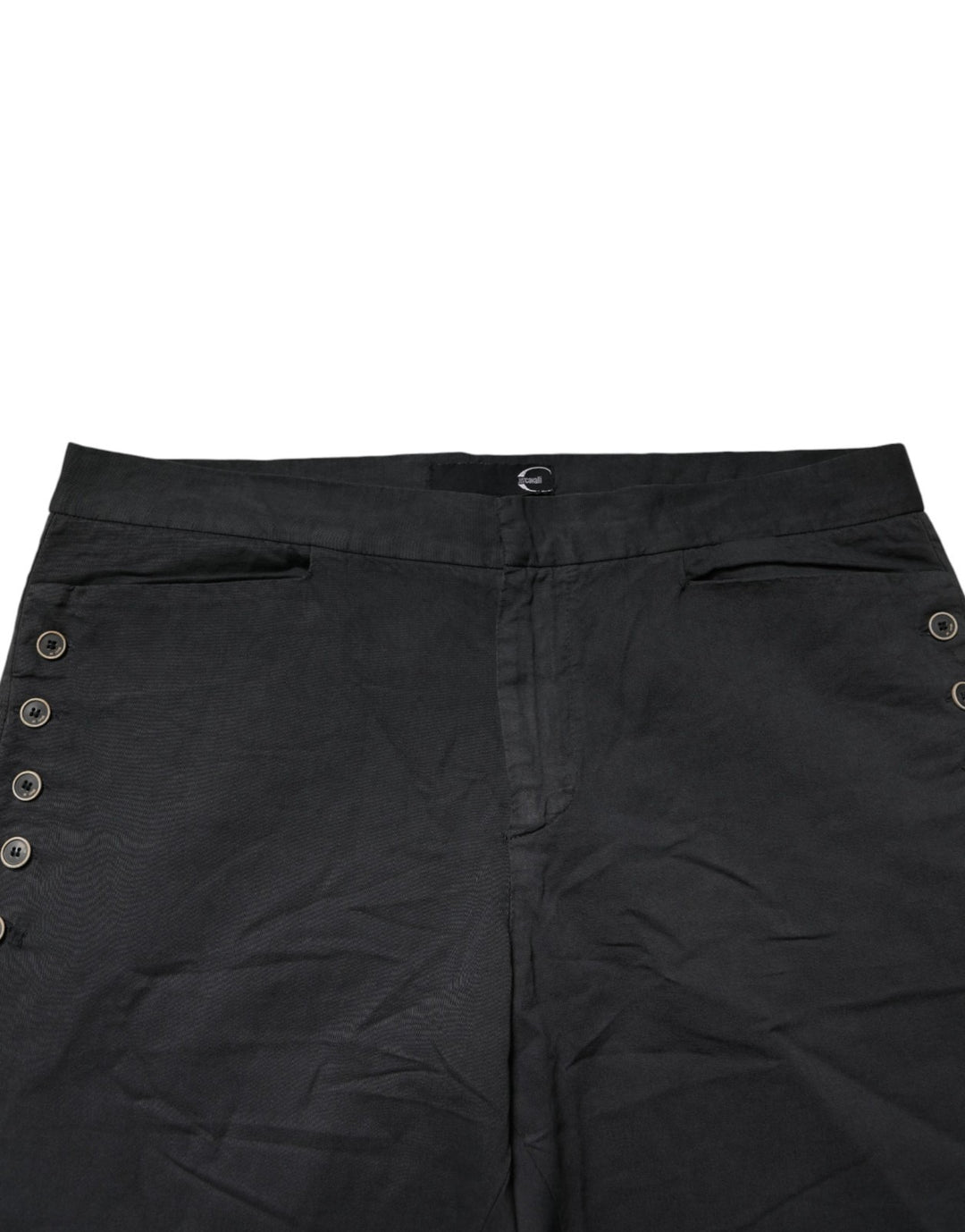 Just Cavalli Black Straight Fit Mid Waist Denim Trouser Jeans