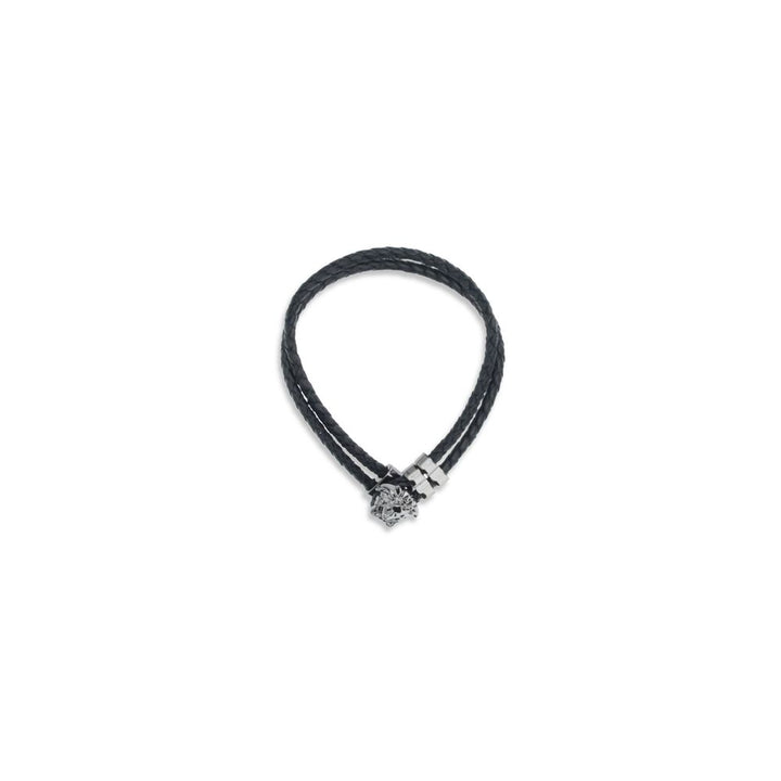 Versace Black Calf Leather Bos Taurus Bracelet