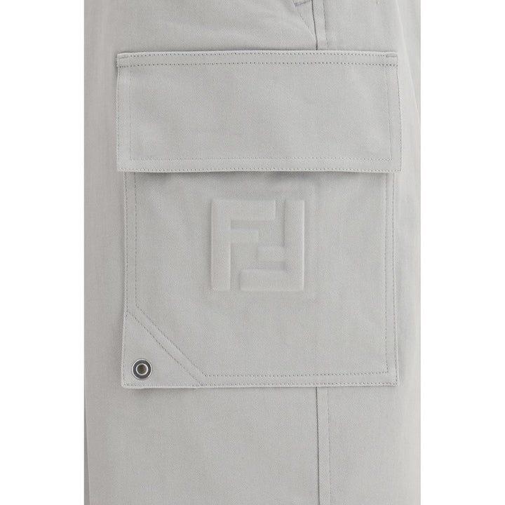 Fendi Silver Cotton Cargo Pants