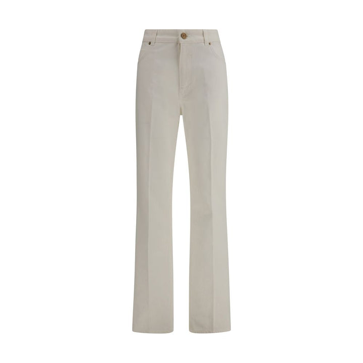 Balmain White Cotton Straight-Leg Jeans
