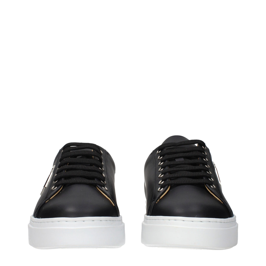 Philipp Plein Black Leather Low Top Sneakers
