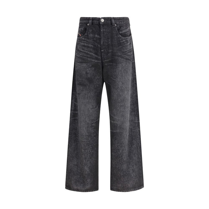 Diesel Black Cotton Relaxed Fit Jeans