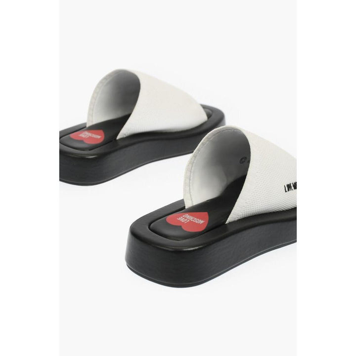 Moschino Black And White Leather Slides