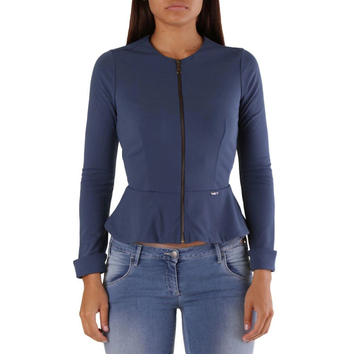 Met Blue Polyamide Full-Length Jacket