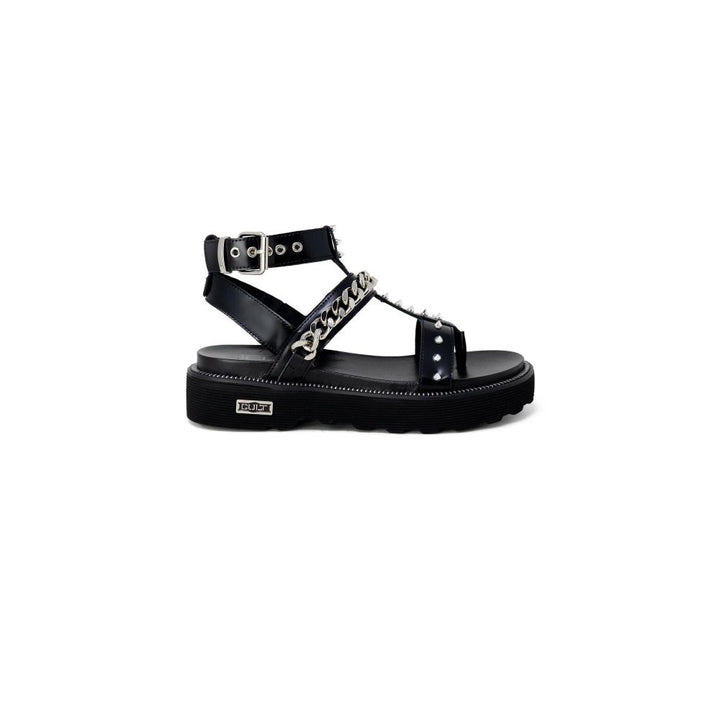 Cult Black Leather Platform Sandals