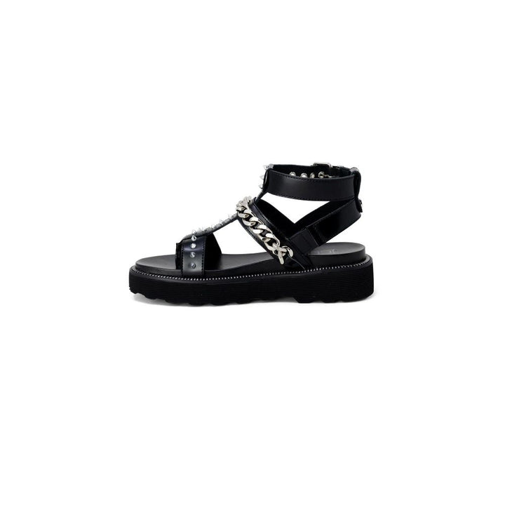 Cult Black Leather Platform Sandals
