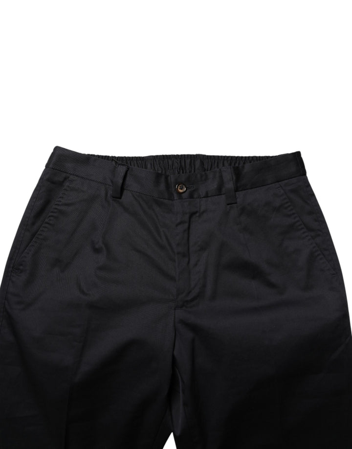 Dolce & Gabbana Dark Blue Cotton Skinny Dress Trouser Pants