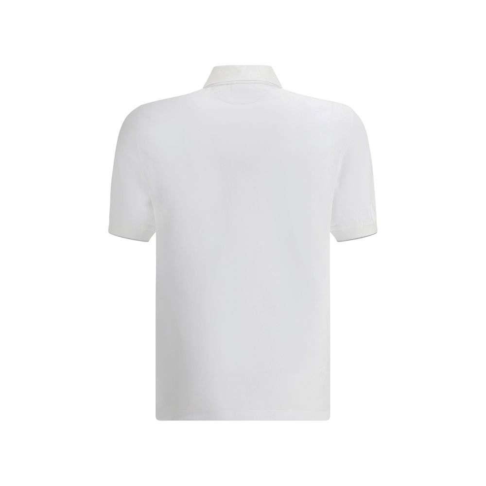 Brunello Cucinelli White Cotton Polo Shirt